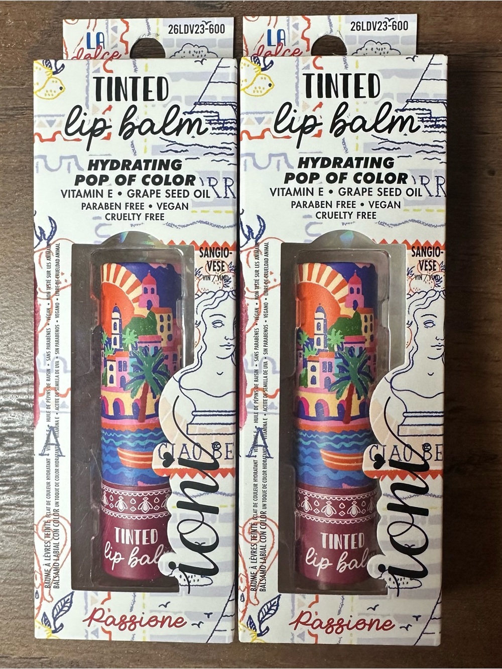 Ioni 2pc LA DOLCE VITA Tinted Lip Balm ~Rassione~ (Sangiovese *Red Wine*) NEW